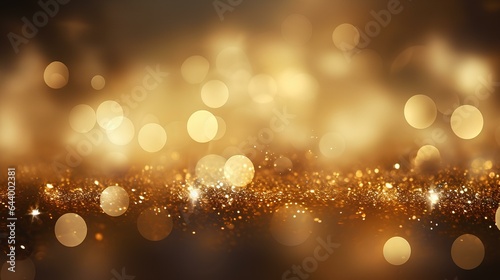 Golden background with light glitter and shiny dust