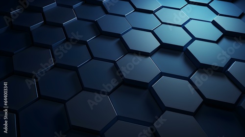 Abstract Background of hexagonal Shapes in navy Colors. Geometric 3D Wallpaper 