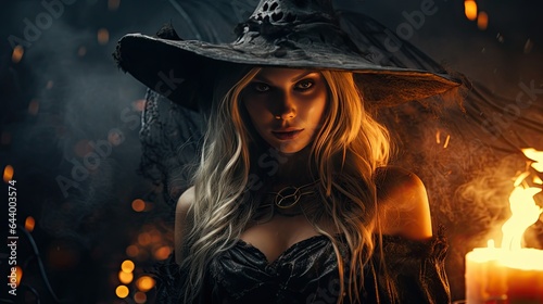 Halloween witch with black costume