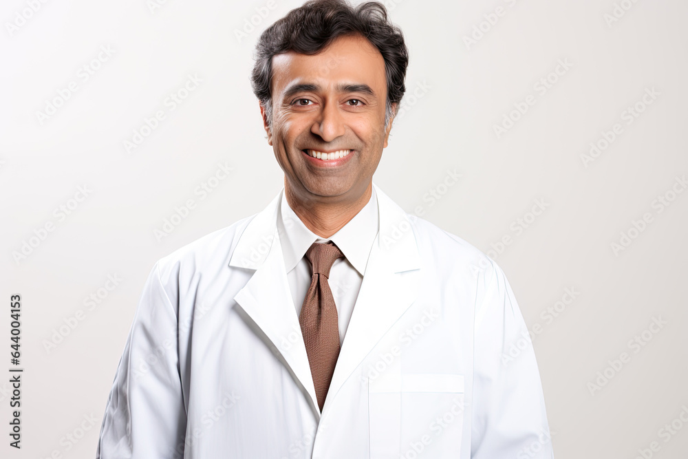 portrait of a smiling doctor wearing a white coat on a white background portrait of a smiling doctor wearing a white coat on a white background