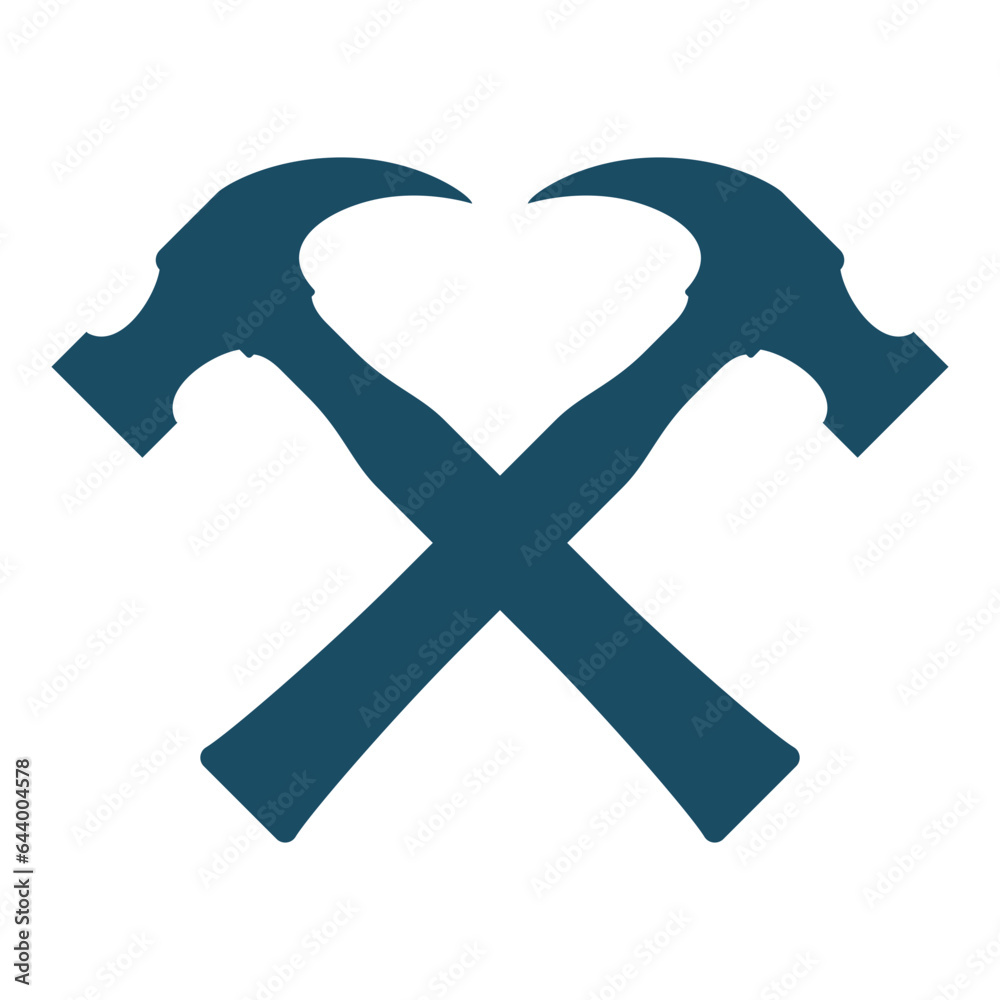 Crossed claw hammers svg cut file. Isolated vector illustration. Stock