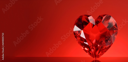 Red diamond heart on a red background