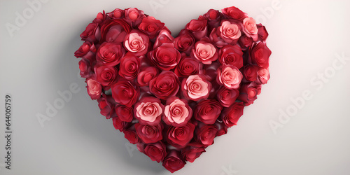 Red roses in the shape of heart