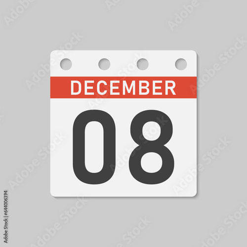 Icon page calendar day - 8 December