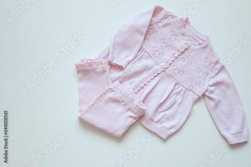 A set of pink things for a little girl, top view