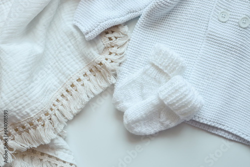 Knitted children's socks and handmade sweater