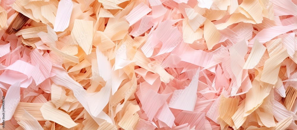 Background of wood shavings isolated pastel background Copy space