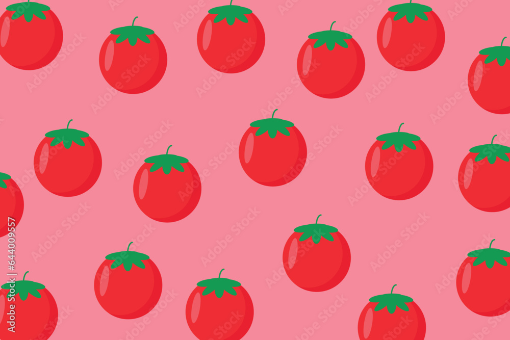 Seamless pattern of tomatoes. Fabric texture.
