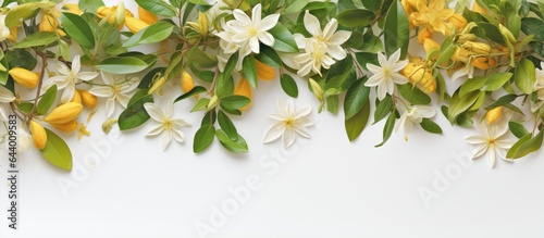 Flowers with leaf isolate on a isolated pastel background Copy space © HN Works