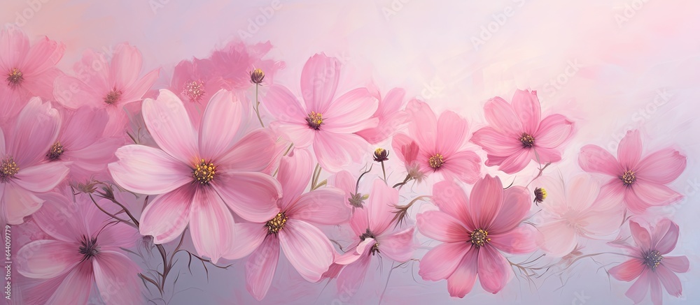 Flowers in the garden that are pink isolated pastel background Copy space Flowers in the garden that are pink isolated pastel background Copy space