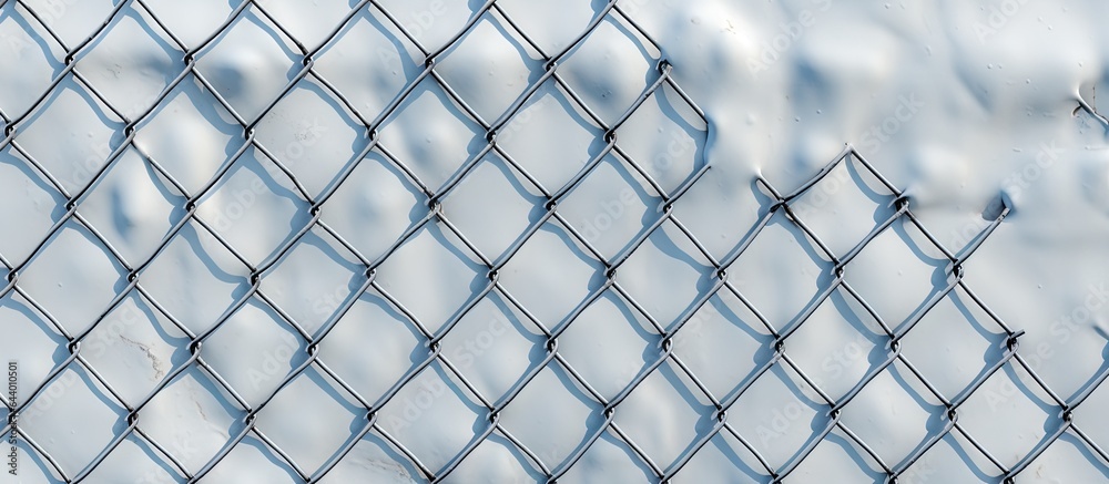 Fototapeta premium Fenced with wire isolated pastel background Copy space