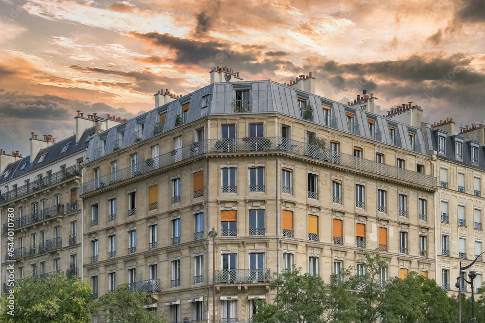 Paris, beautiful building boulevard Arago, in the 5e arrondissement, a luxury district 
