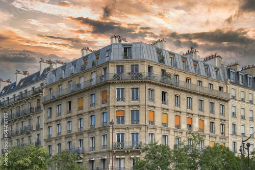 Paris, beautiful building boulevard Arago, in the 5e arrondissement, a luxury district 
