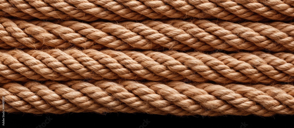 Brown rope isolated pastel background Copy space Brown rope isolated pastel background Copy space