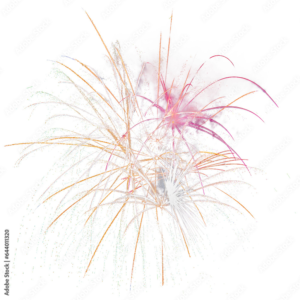 Firework Isolated on transparent background  png. Firework frame for new year party event  concept. 