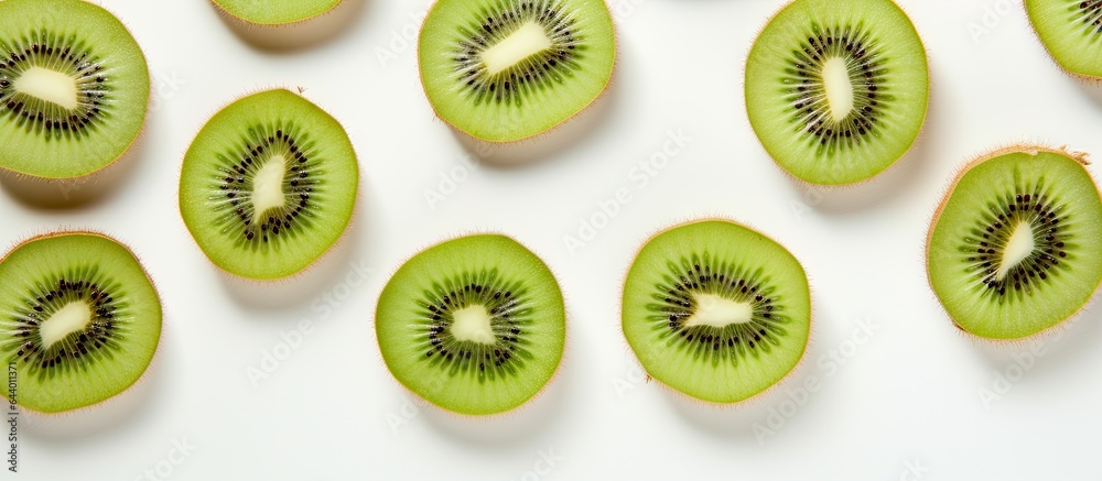 Kiwi slices on a isolated pastel background Copy space Kiwi slices on a isolated pastel background Copy space