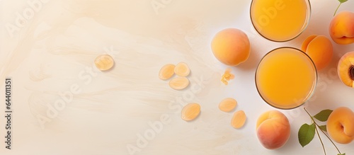 Apricot nectar glass on a isolated pastel background Copy space