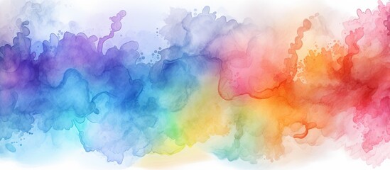 Apply watercolor to create a soft abstract pattern using an ink water brush isolated pastel background Copy space