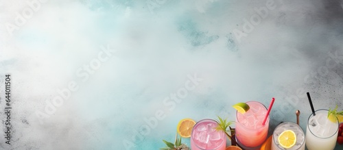 Cocktail supplies on metal background isolated at a bar isolated pastel background Copy space