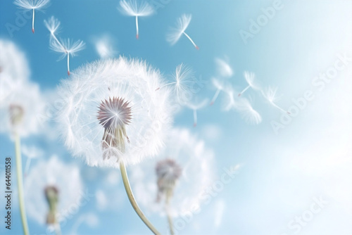 Blowball flying spring plant dandelion sky summer softness seeds macro flower nature