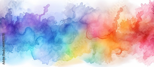 Apply watercolor to create a soft abstract pattern using an ink water brush isolated pastel background Copy space