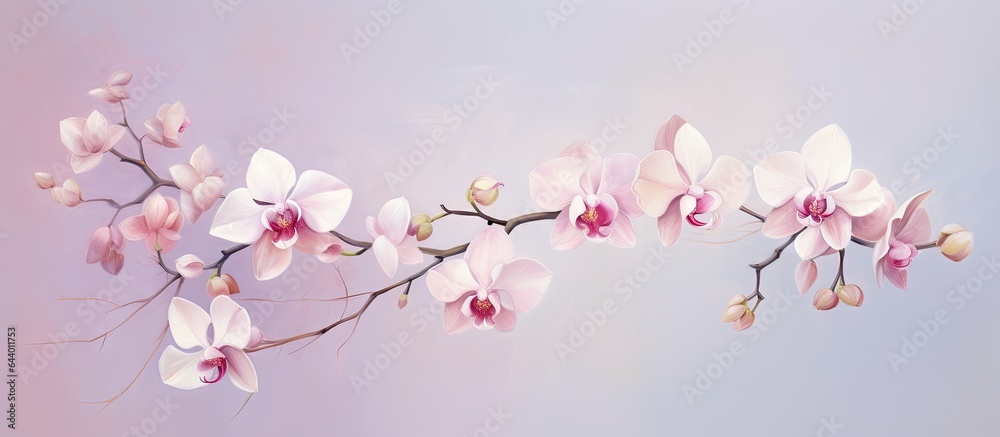 Isolated watercolor orchid isolated pastel background Copy space