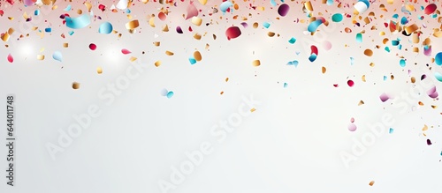 Abstract festive illustration of falling confetti on a isolated pastel background Copy space representing a celebration such as Christmas New Year or a birthday Bright paper tinsel makes for a