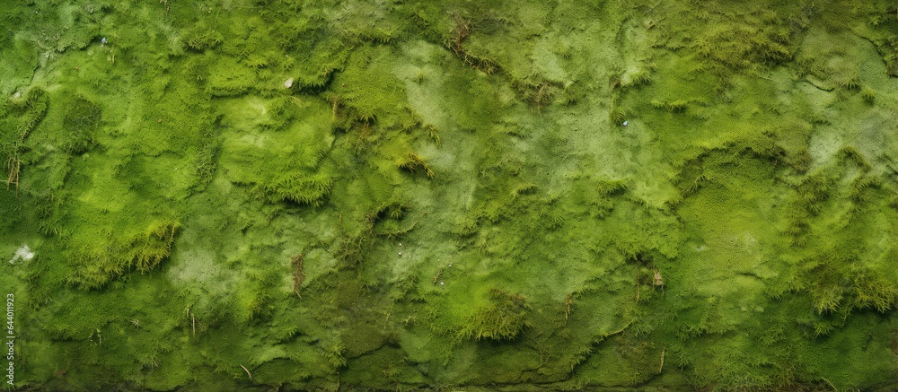 Fototapeta premium Green moss texture at a park in Kuala Lumpur on 10 July isolated pastel background Copy space