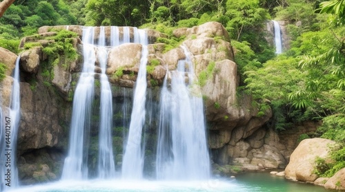 waterfall over stone