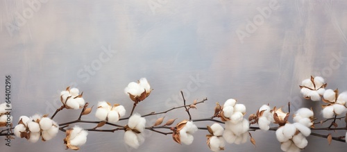 Isolated cotton plant and oil isolated pastel background Copy space