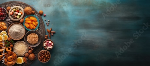 Delicious Arab dessert isolated pastel background Copy space