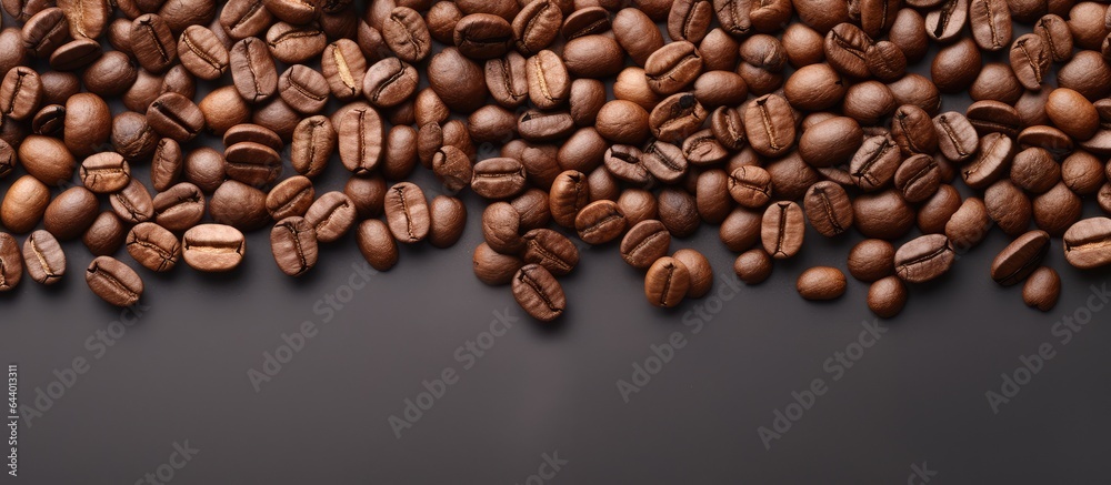 Fresh coffee beans on a isolated pastel background Copy space Fresh coffee beans on a isolated pastel background Copy space