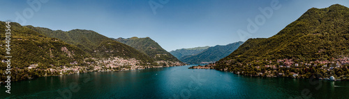 Aerial panorama at Como lake on a quiet summer day