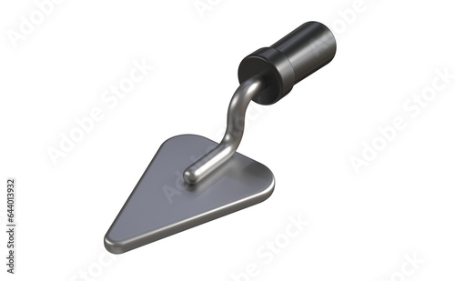 Triangular shoulder blade. A construction spatula hovers in the air on a transparent background. The concept of construction work, repair or reconstruction. 3D icons in cartoon style for your design.