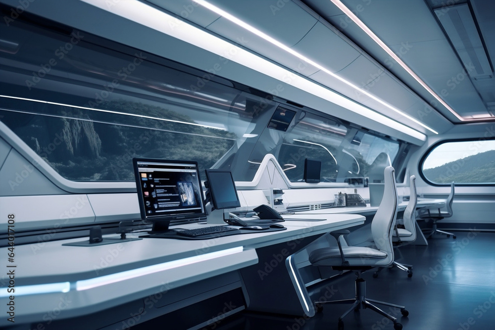 Window star view flying planet station cabin blue inside spaceship technology Window star view flying planet station cabin blue inside spaceship technology