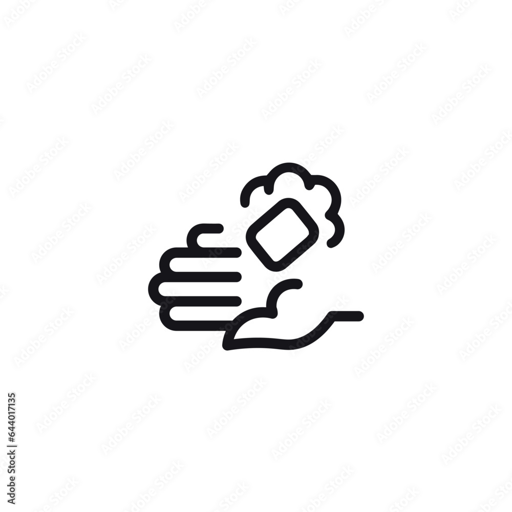 Washing hands with soap line icon. Hygiene, hygiene, cleanliness. Hygiene concept. Vector illustration Washing hands with soap line icon. Hygiene, hygiene, cleanliness. Hygiene concept. Vector illustration