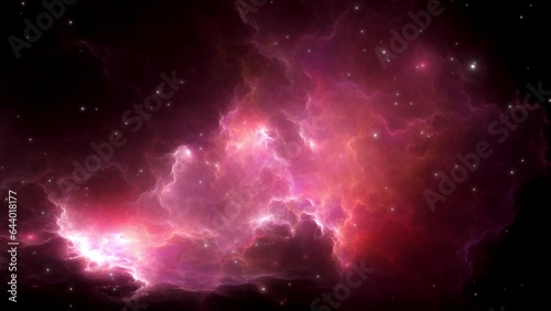 Flying through nebula and star fields in deep space