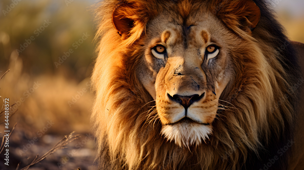African savanna lion close up shot