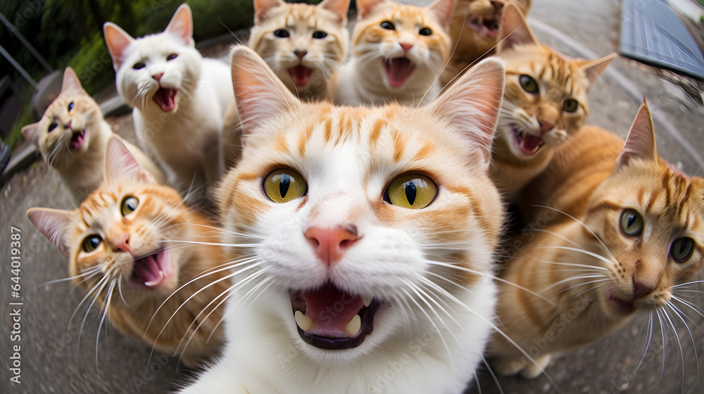 Group of Cats taking funny selfie Group of Cats taking funny selfie