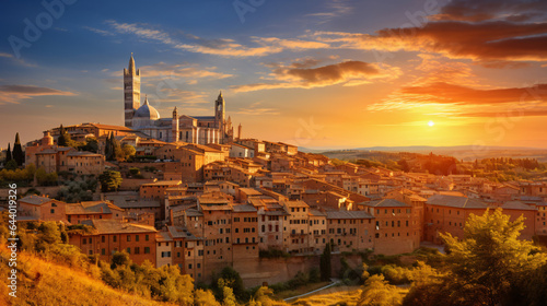 Fotografia Beautiful view of Dome and campanile of Siena Cathed