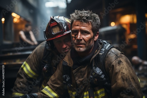  Firefighter Carrying An Injured Colleague, Generative AI