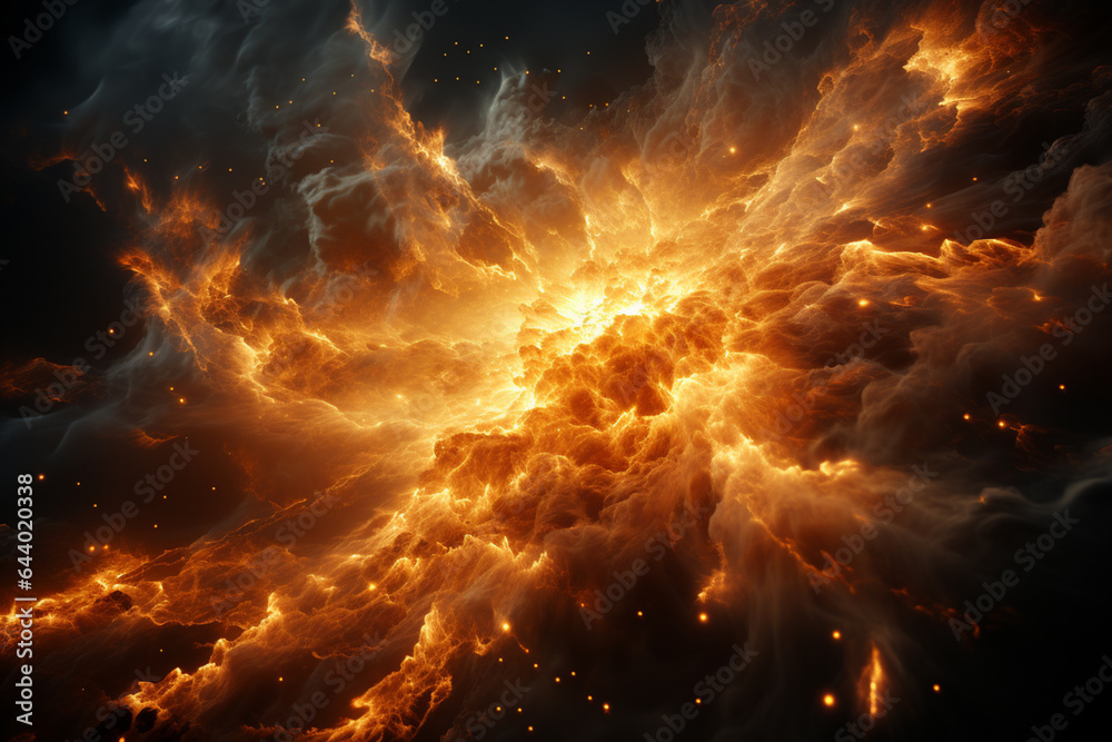 Fototapeta premium bright orange sun in solar system in space
