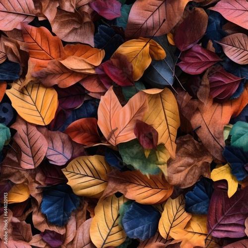 Seamless. Autumn leaves on the ground © cherezoff