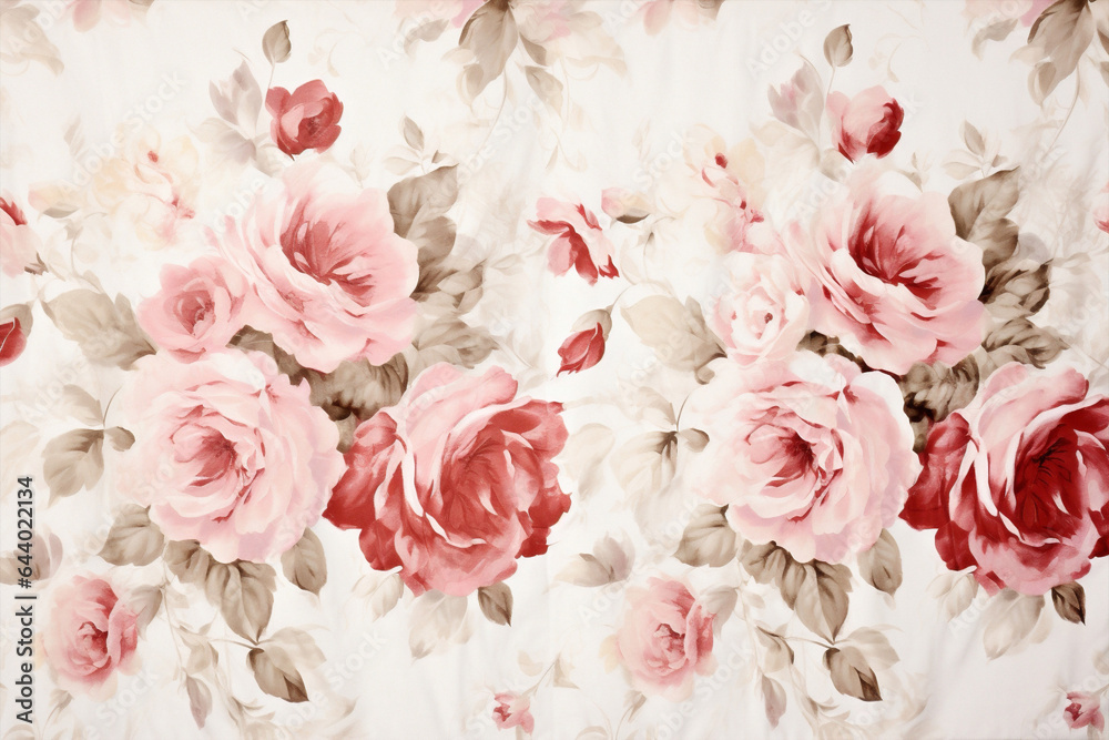 Vintage wallpaper pink design retro decorative floral blossom flower seamless spring art pattern