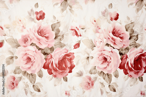 Vintage wallpaper pink design retro decorative floral blossom flower seamless spring art pattern © VICHIZH