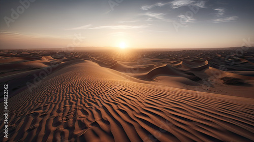Infinite Horizons, a wide-open desert or beach scene, highlighting the vastness of the world and the limitless possibilities that lie ahead. AI generative