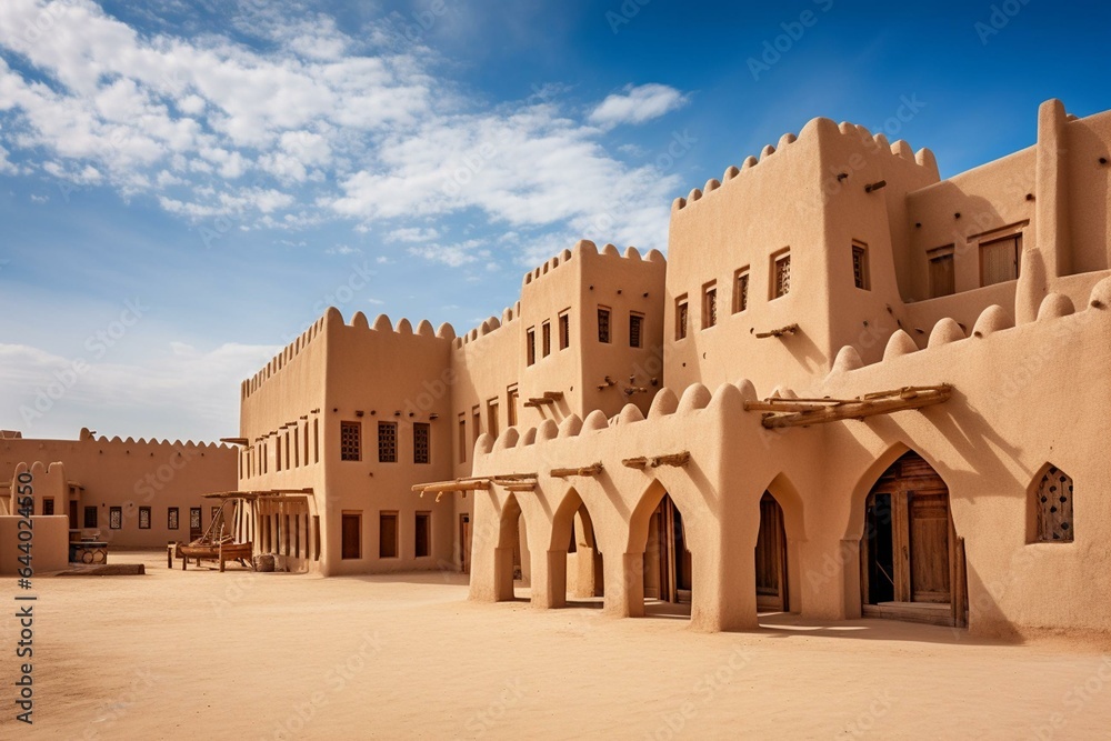 Salwa Palace at At-Turaif UNESCO World Heritage Site in Diriyah, Saudi Arabia. Generative AI