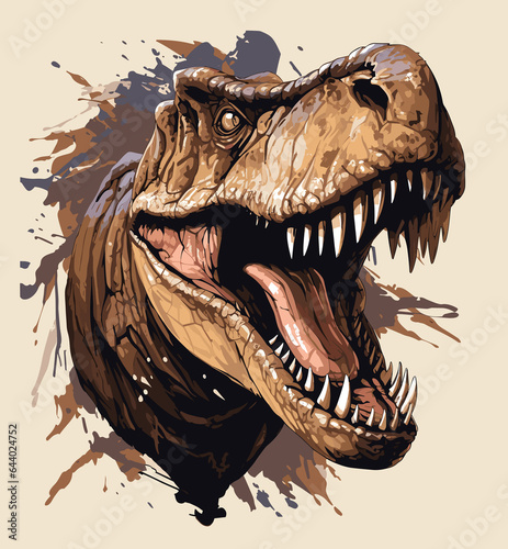 Tyrannosaurus rex dinosaur portrait in vector pop art style