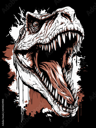 Tyrannosaurus rex dinosaur portrait in vector pop art style photo