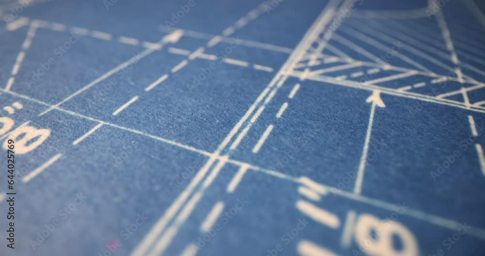 Geometric blue background with technical drawings. Architectural ...